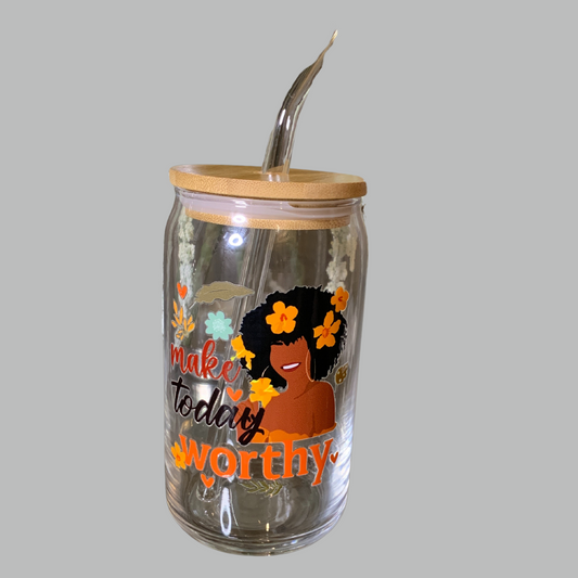 Make Today Worthy | 16oz Glass Cup